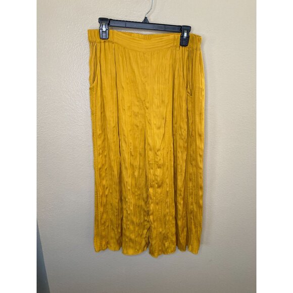 Lilka Anthropology Yellow Pleated Wide leg Palazzo Pants Medium polyester - Picture 1 of 7
